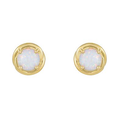 Gemminded 18k Gold Plated Sterling Silver & Lab-Created Opal Round Stud Earrings