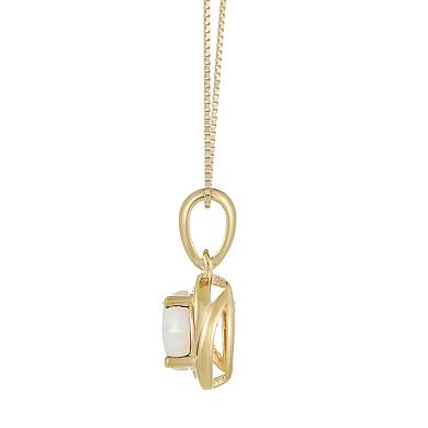 Gemminded 18k Gold Plated Sterling Silver Lab-Created Opal Circle Pendant Necklace