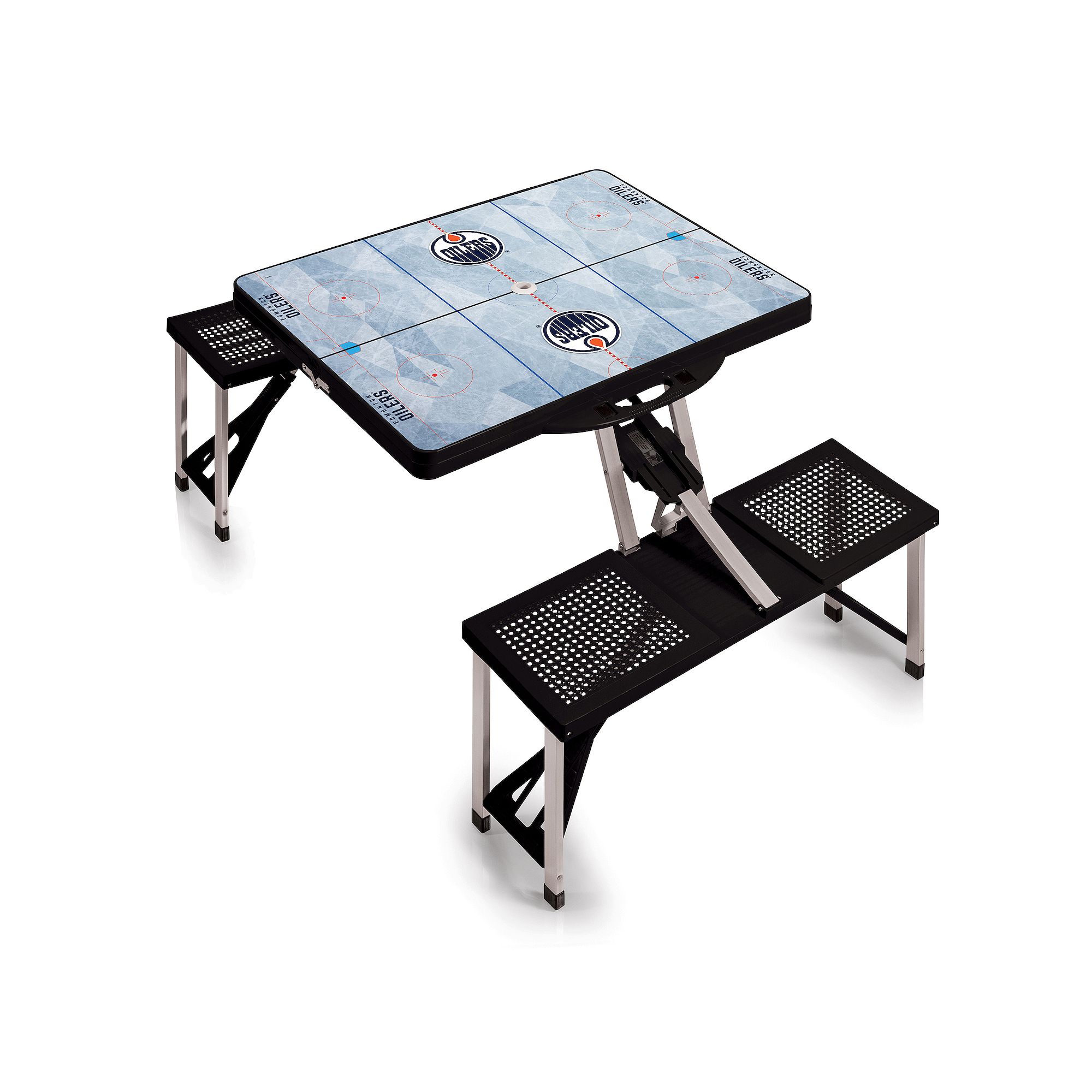 Picnic Time Edmonton Oilers Portable Folding Picnic Table, Oil Black