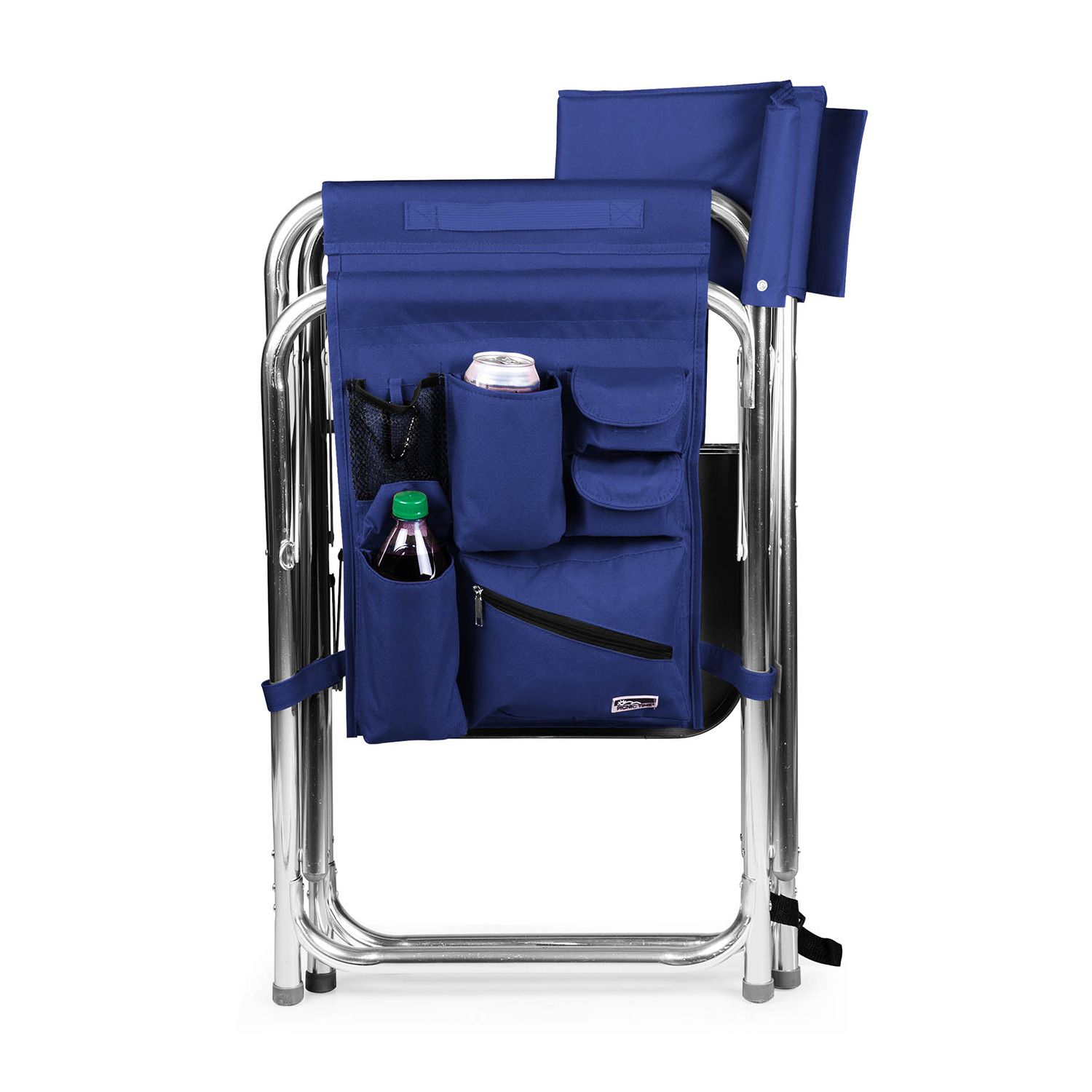 Tampa Bay Lightning foldable sports chair with blue back and organizer pockets