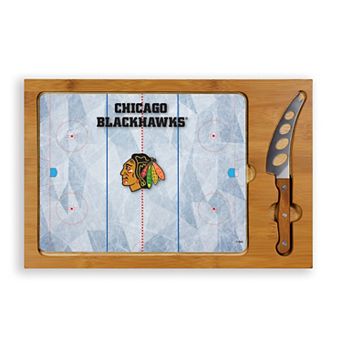 Picnic Time Chicago Blackhawks Icon Glass Top Cutting Board & Knife Set