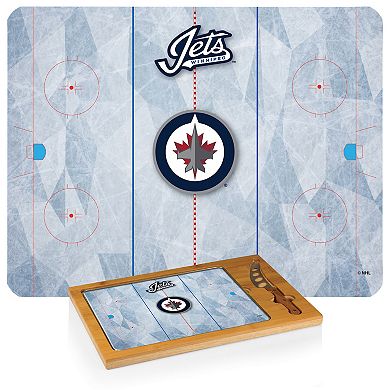 Picnic Time Winnipeg Jets Icon Glass Top Cutting Board & Knife Set
