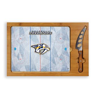 Picnic Time Nashville Predators Icon Glass Top Cutting Board & Knife Set