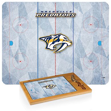 Picnic Time Nashville Predators Icon Glass Top Cutting Board & Knife Set
