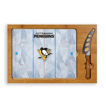 Picnic Time Pittsburgh Penguins Icon Glass Top Cutting Board & Knife Set