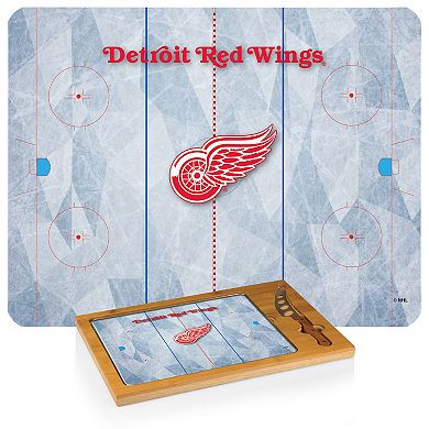 Picnic Time Detroit Red Wings Icon Glass Top Cutting Board & Knife Set