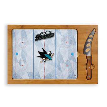 Picnic Time San Jose Sharks Icon Glass Top Cutting Board & Knife Set