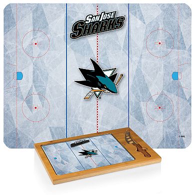 Picnic Time San Jose Sharks Icon Glass Top Cutting Board & Knife Set