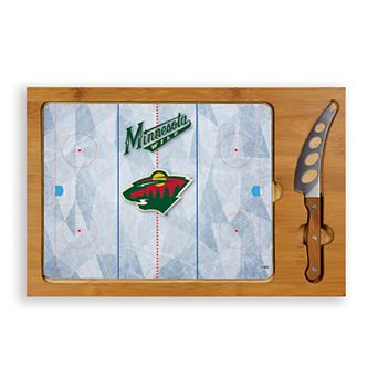 Picnic Time Minnesota Wild Icon Glass Top Cutting Board & Knife Set