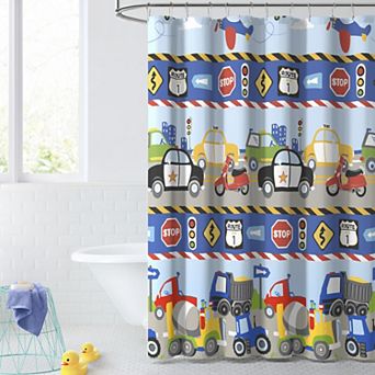 Dream Factory Cars and Trucks Shower Curtain