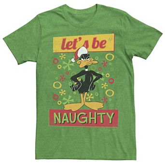 Men's Looney Tunes Christmas Daffy Duck Let's Be Naughty Portrait Tee