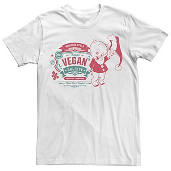 Men's Looney Tunes Christmas Porky Pig Wishing You A Vegan Holiday Tee