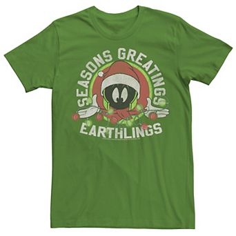 Men's Looney Tunes Christmas Marvin Seasons Greetings Earthlings Tee