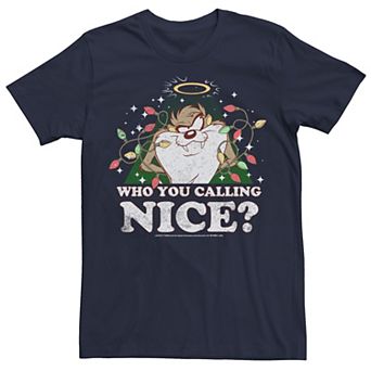 Men's Looney Tunes Christmas Taz Who You Calling Nice Tee