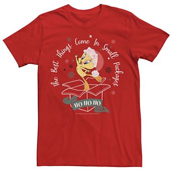 Men's Looney Tunes Christmas Tweety Best Things In Small Packages Tee
