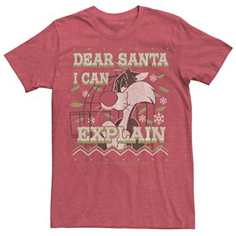 Men's Looney Tunes Christmas Sylvester Dear Santa I Can Explain Tee