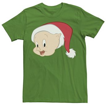 Men's Looney Tunes Christmas Porky Pig Santa Big Face Tee