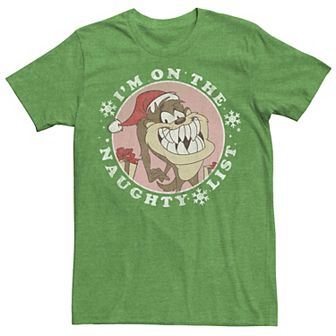 Men's Looney Tunes Christmas Taz I'm On The Naughty List Tee