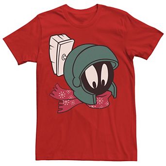 Men's Looney Tunes Christmas Marvin The Martian Winter Big Face Tee