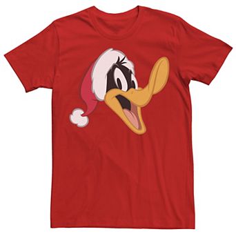 Men's Looney Tunes Christmas Daffy Duck Santa Big Face Tee