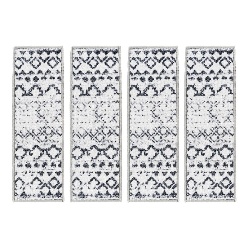 World Rug Gallery Distressed Bohemian Non-Slip Stair Treads 8.6  x 26  (Set of 4)