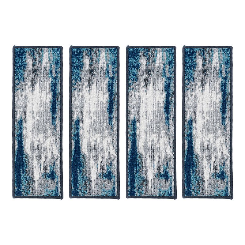 62518020 World Rug Gallery Abstract 4-pk Stair Treads, Blue sku 62518020