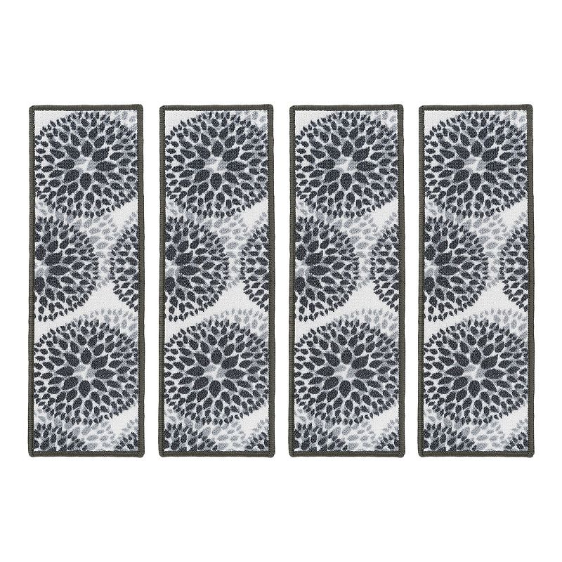 World Rug Gallery Floral Circles 13-pack Stair Treads, Grey, 13 PK