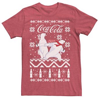 Men's Coca Cola Bear Slide Christmas Patterns Logo Tee