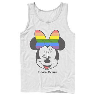 Men's Disney Mickey And Friends Minnie Mouse Love Wins Rainbow Bow Tank Top