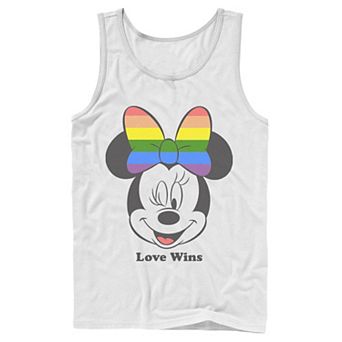 Men's Disney Mickey And Friends Minnie Mouse Love Wins Rainbow Bow Tank Top