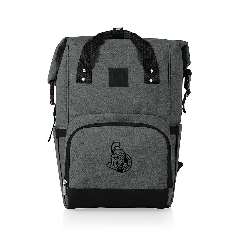Picnic Time Ottawa Senators On The Go Roll-Top Cooler Backpack, Sen Gray