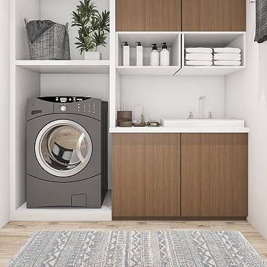 World Rug Gallery Distressed Linear Geo Anti-Fatigue Mat