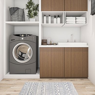 World Rug Gallery Distressed Linear Geo Anti-Fatigue Mat