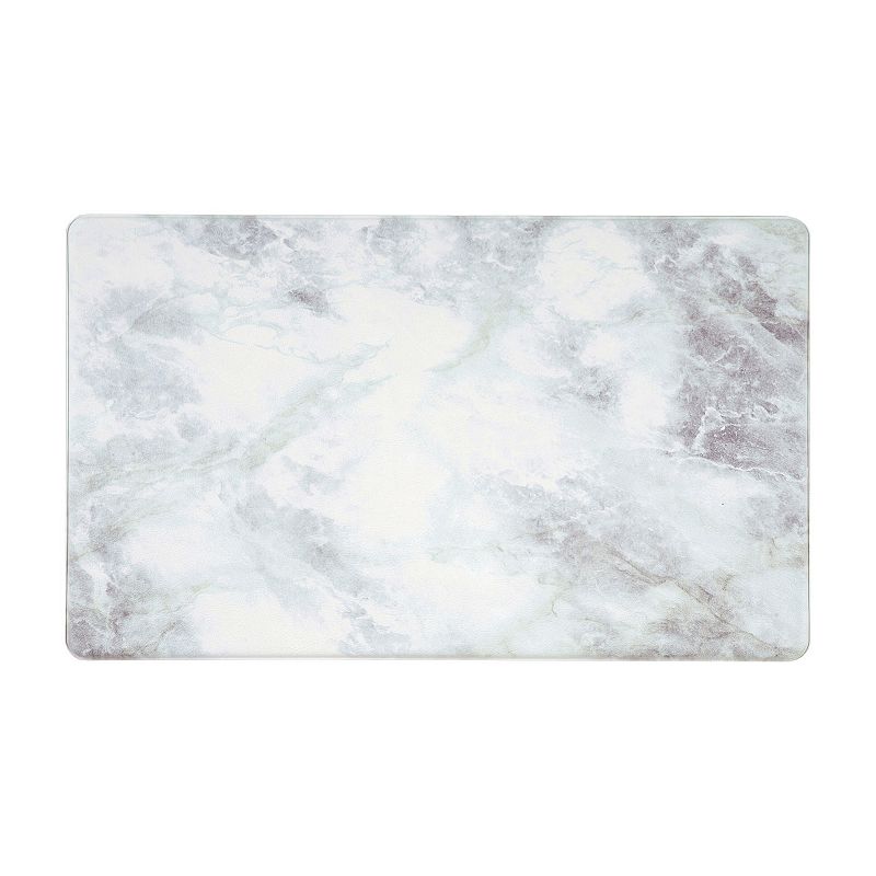 World Rug Gallery Kitchen Marble Anti-Fatigue Mat, White, 18X47