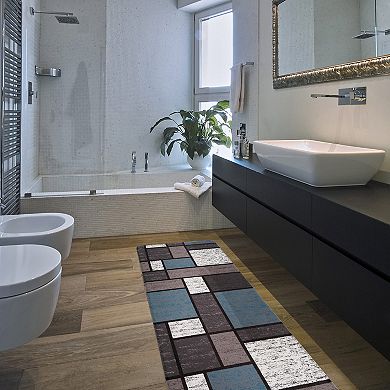 World Rug Gallery Modern Border Boxes Anti-Fatigue Mat