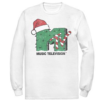 Men's MTV Logo Christmas Tree Santa Hat Colors Tee