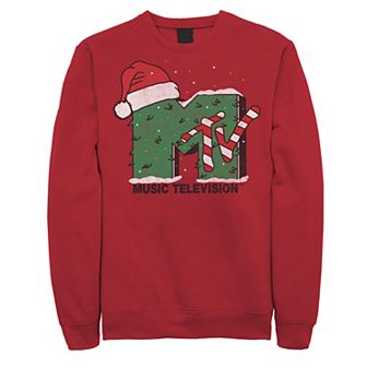 Men's MTV Logo Christmas Tree Santa Hat Colors Sweatshirt