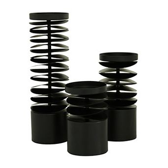 Stella & Eve Round Black Metal Layered Candle Holder 3 pc Set