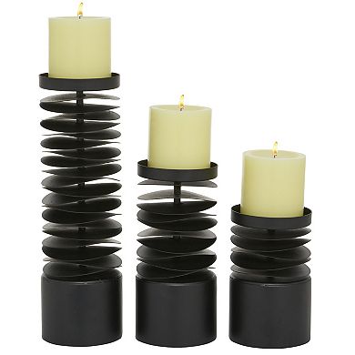 Stella & Eve Round Black Metal Layered Candle Holder 3-piece Set