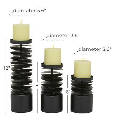 Stella & Eve Round Black Metal Layered Candle Holder 3-piece Set