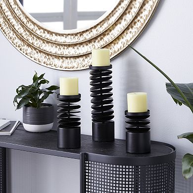 Stella & Eve Round Black Metal Layered Candle Holder 3-piece Set