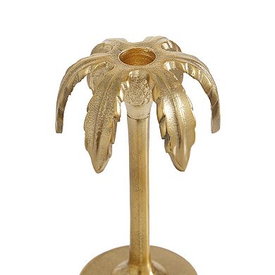 Stella & Eve Gold Aluminum Palm Tree Taper Candle Stick Holder 3-piece Set