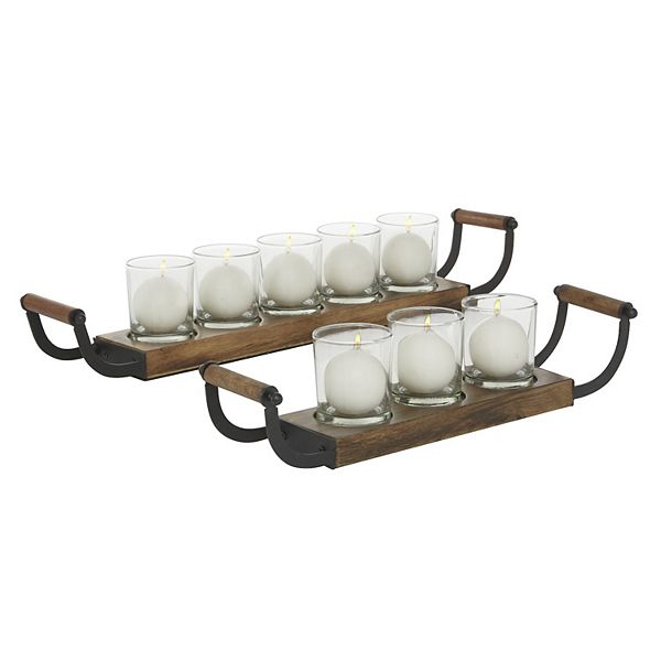 Stella & Eve Small Farmhouse Glass Candle Holder 8-piece Set - Brown