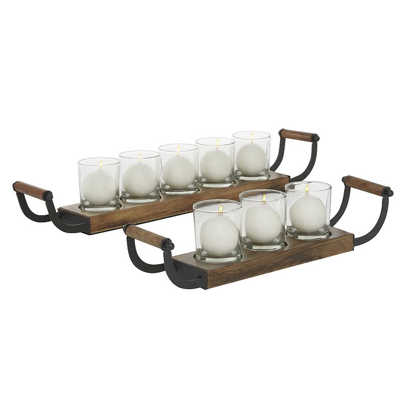 Stella & Eve Small Farmhouse Glass Candle Holder 8-piece Set, Brown