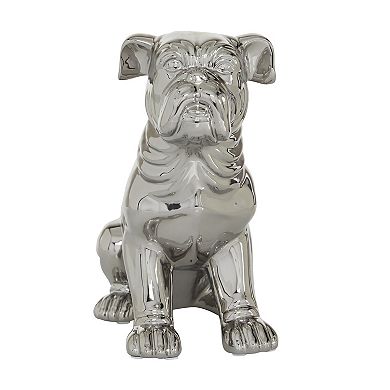 Stella & Eve Silver Ceramic Sitting Dog Sculpture Table Decor