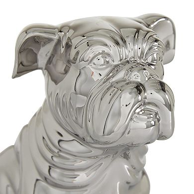 Stella & Eve Silver Ceramic Sitting Dog Sculpture Table Decor