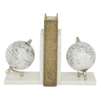 Stella & Eve White Stone Contemporary Globe Bookend Set