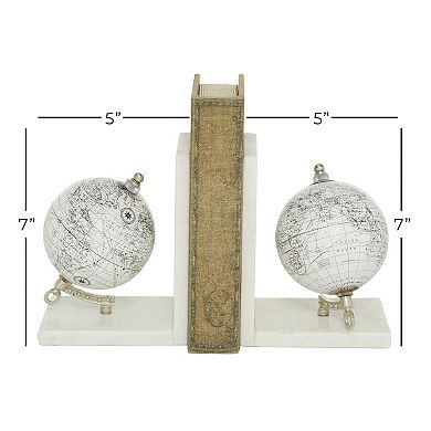 Stella & Eve White Stone Contemporary Globe Bookend Set