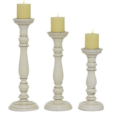 Stella & Eve Tall White Wooden Candle Holder 3-piece Set