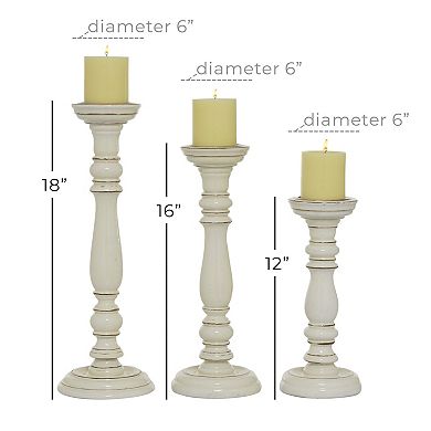 Stella & Eve Tall White Wooden Candle Holder 3-piece Set